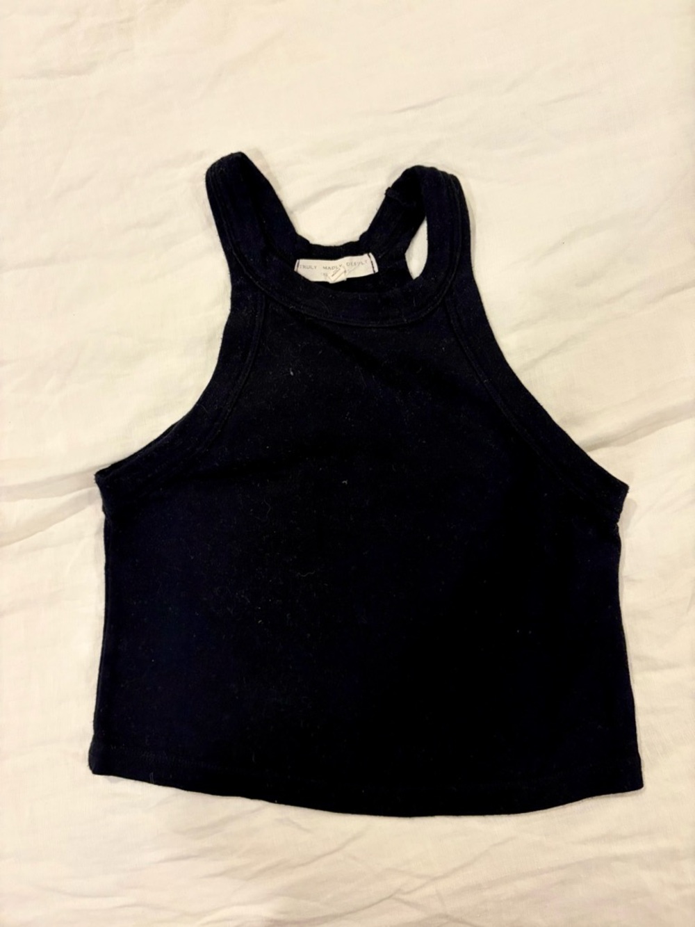 Truly Madly Deeply Black Racerback Crop Tank - Women's